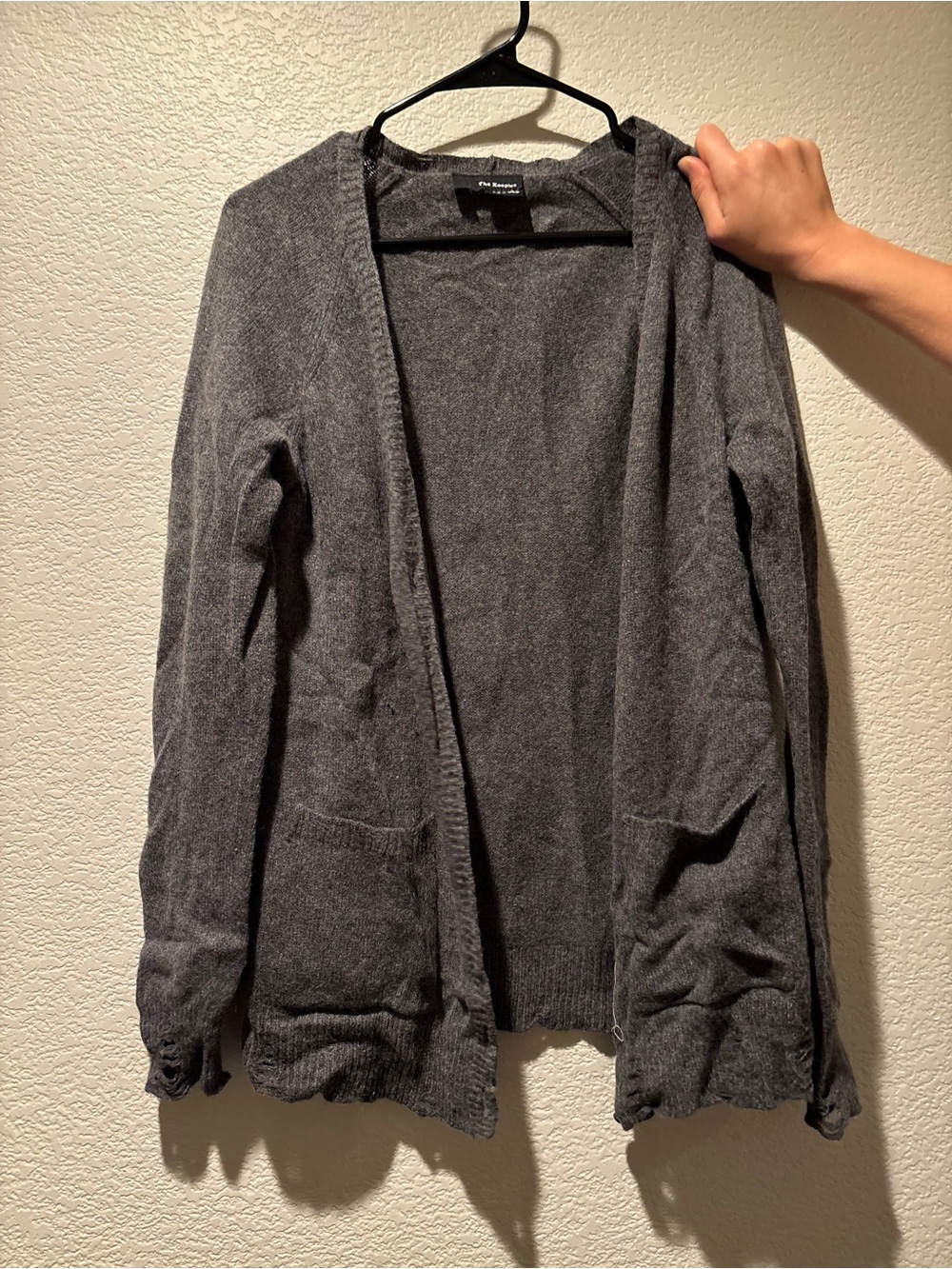 The Kooples Open-Front Gray Knit Cardigan